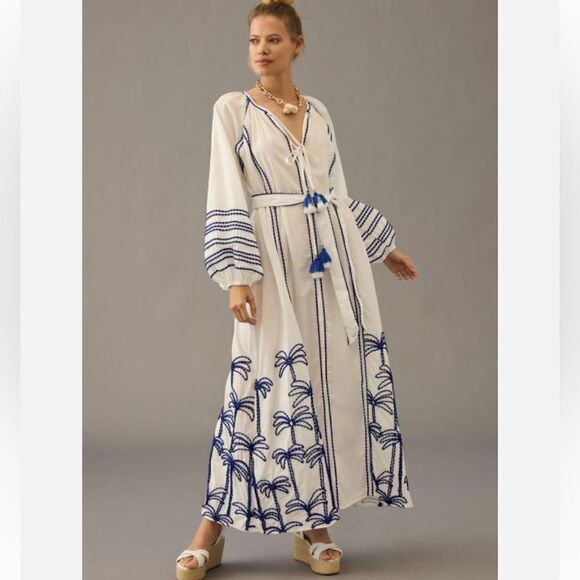 NWT LACE THE LABEL EMBROIDERED PEASANT DRESS Anthropologie Medium - Picture 12 of 16